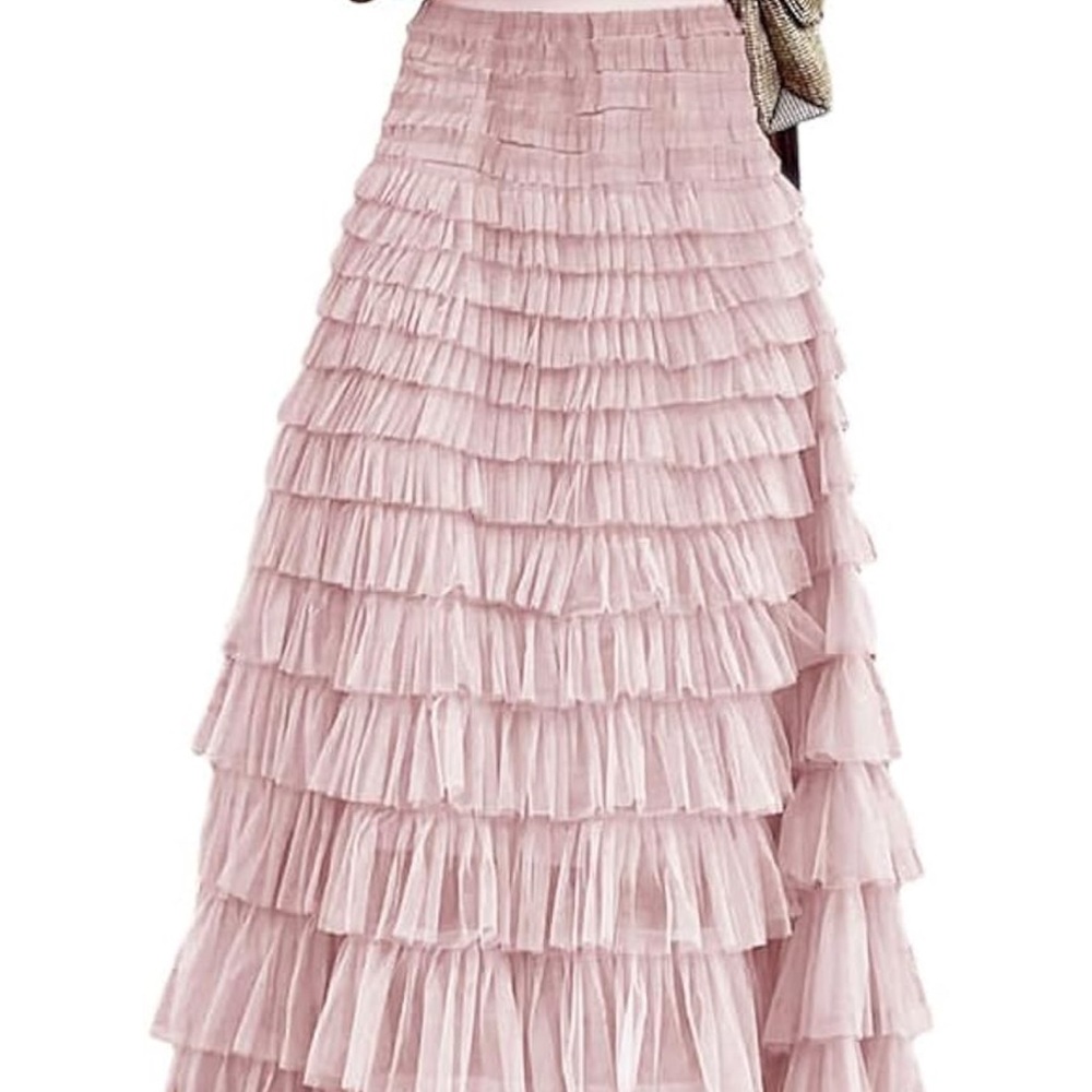 Elegant Pink Tiered Skirt